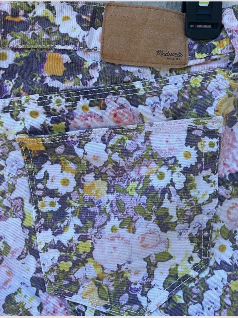 Madewell Skinny Floral Ankle Jeans in Pastel Pink, Yellow, Green and Purple